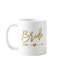 Bride, narrow and heart faux gold foil