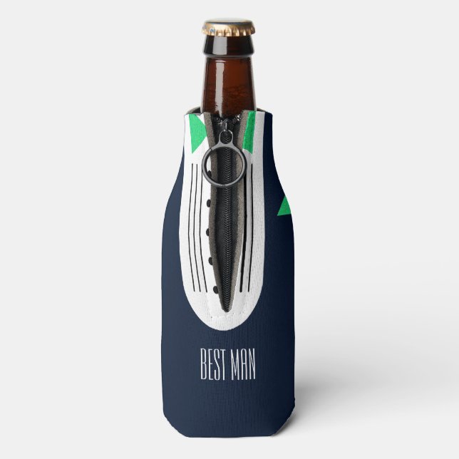 BRIDE Navy Blue Green Wedding Party Be My Best Man Bottle Cooler (Bottle Back)