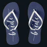 Bride Navy Blue Wedding Party Flip Flops Slim<br><div class="desc">Bride simple navy blue wedding party flip flops with slim straps</div>