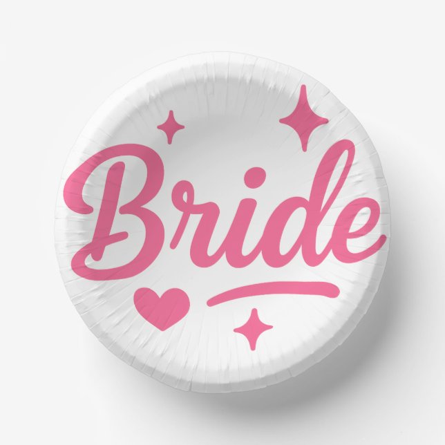 Bride Neon Pink Paper Plate (Front)