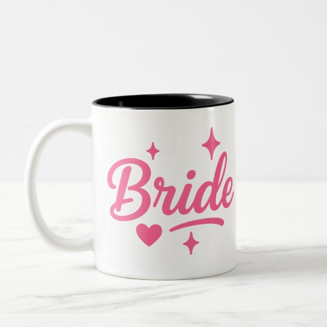 Bride Neon Pink Two-Tone Coffee Mug (Left)