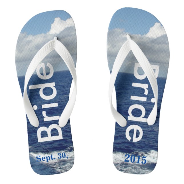 Bride Ocean Waves Blue Sky Thongs (Footbed)