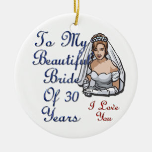 Bride Of 30 Years Ceramic Tree Decoration
