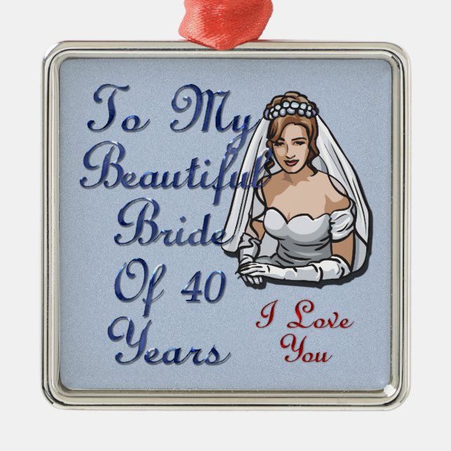 Bride Of 40 Years Metal Tree Decoration (Front)