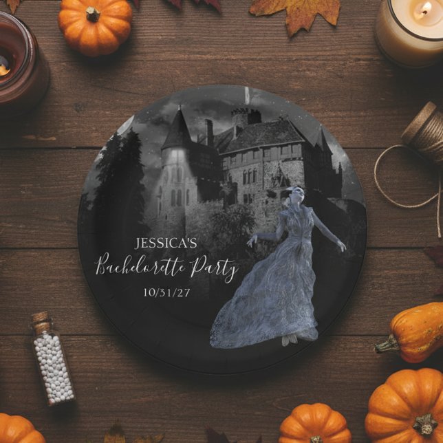 Bride of Frankenstein Bachelorette Halloween  Paper Plate (Creator Uploaded)