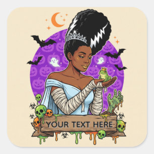 Bride of Frankenstein Black Bride Glamourous  Square Sticker