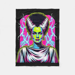 Bride Of Frankenstein Bride Vibrant Clic Halloween Fleece Blanket