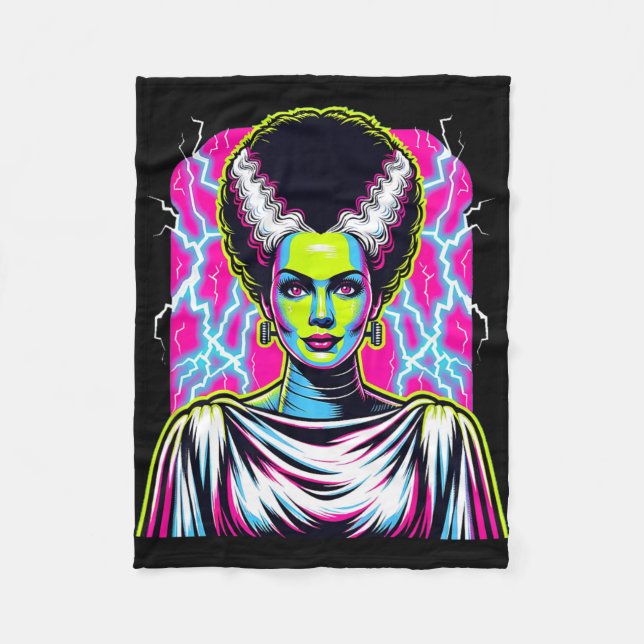 Bride Of Frankenstein Bride Vibrant Clic Halloween Fleece Blanket (Front)