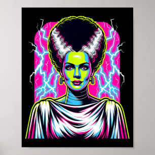 Bride Of Frankenstein Bride Vibrant Clic Halloween Poster