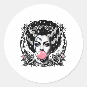 Bride Of Frankenstein Bubblegum Monster Halloween Classic Round Sticker