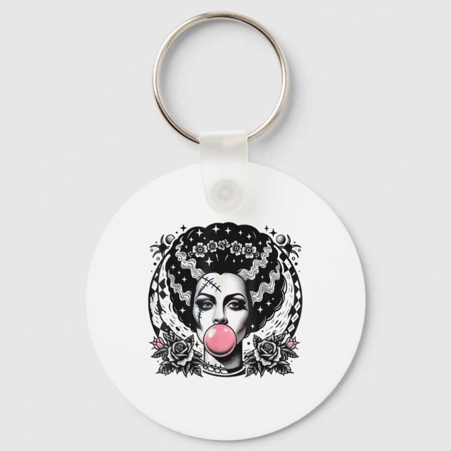 Bride Of Frankenstein Bubblegum Monster Halloween  Key Ring (Front)