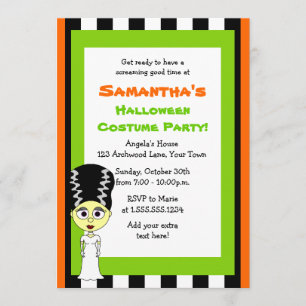 Bride of Frankenstein Halloween Costume Party Invitation