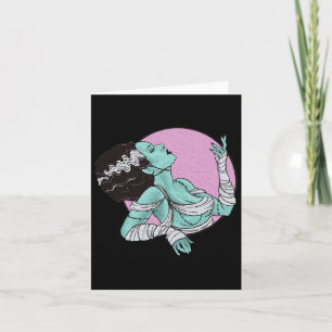 Bride Of Frankenstein Halloween Retro Pink Card