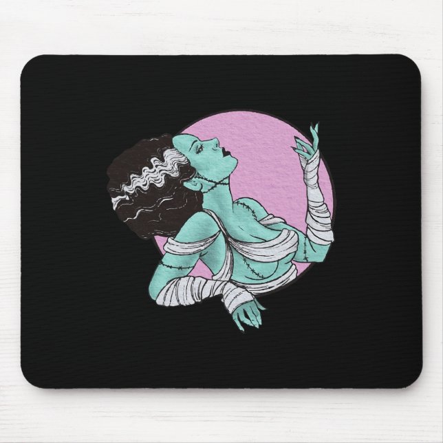 Bride Of Frankenstein Halloween Retro Pink  Mouse Pad (Front)