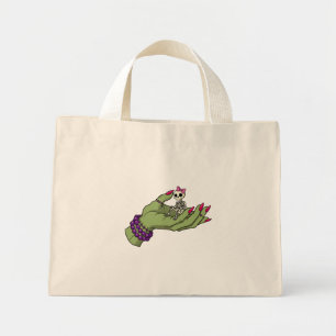 Bride of Frankenstein Hand with Skeleton Bow Mini Tote Bag