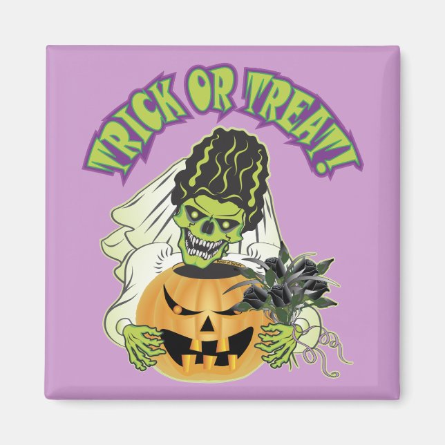 Bride of Frankenstein Skull Magnet (Front)