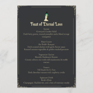 Bride of Frankenstein Wedding Menu Gothic