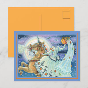 BRIDE OF SLEEPY HOLLOW, HEADLESS HORSEMAN PALOMINO HOLIDAY POSTCARD
