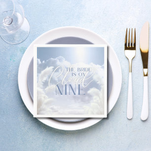 Bride On Cloud Nine 9 White Pampas Bridal Shower Napkin
