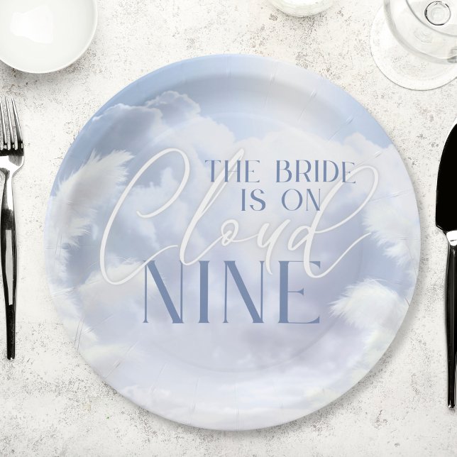 Bride On Cloud Nine 9 White Pampas Bridal Shower Paper Plate (Bride On Cloud Nine 9 White Pampas Bridal Shower Paper Plates)