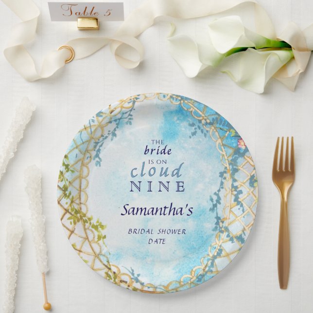 Bride On Cloud Nine Rococo Revival Bridal Shower Paper Plate (Wedding)