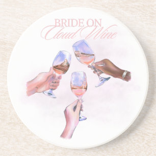 Bride on Cloud Wine Funny Bridal Party Design Coaster