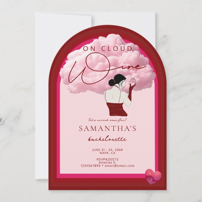 Bride On Cloud Wine Napa Winery Bachelorette Party Invitation (Front)