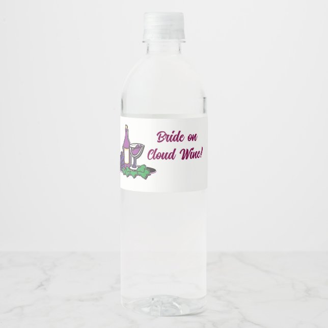 Bride on Cloud Wine! Water Bottle Label (Front)