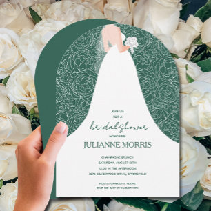 Bride on Emerald Green Bridal Shower Arch Invitation
