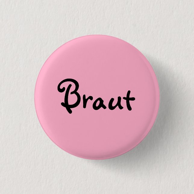 Bride on pink 3 cm round badge (Front)