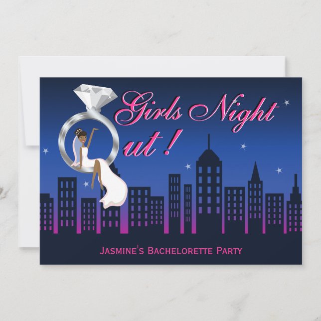 Bride On Ring Skyline Bachelorette Party Invite (Front)