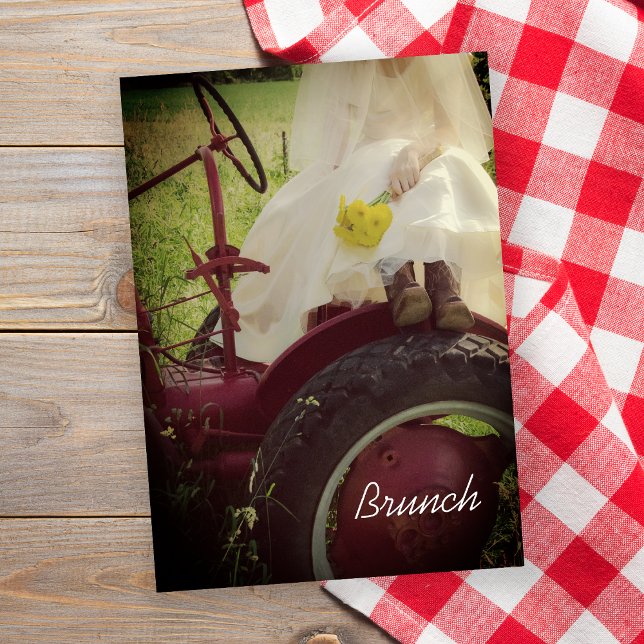 Bride on Tractor Country Farm Post Wedding Brunch Invitation (Creator Uploaded)