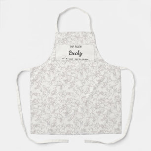 Bride on white floral pattern Wedding Party Apron