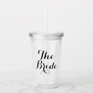 Bride or Bridesmaid Custom calligraphy Acrylic Tumbler