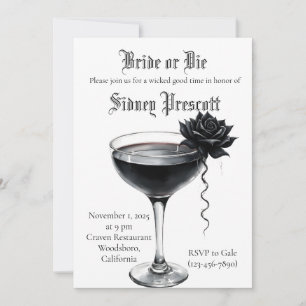 “Bride or Die” Bachelorette Party Invitation   Got