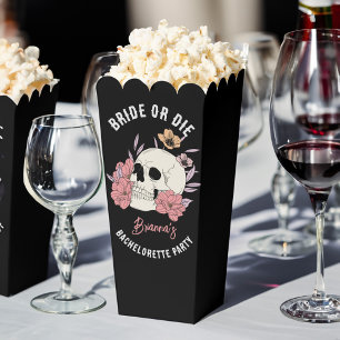Bride or die black retro skull bachelorette party favour box