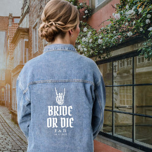 Bride or Die Custom Skeleton Weddding Denim Jacket