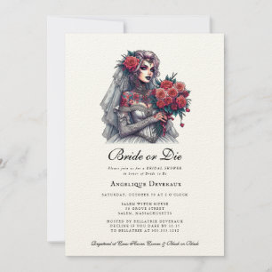 Bride or Die Elegant Goth Bridal Shower Invitation