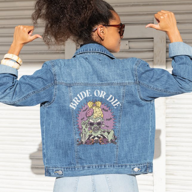 Bride Or Die Funny Bridal Party Denim Jacket (Creator Uploaded)