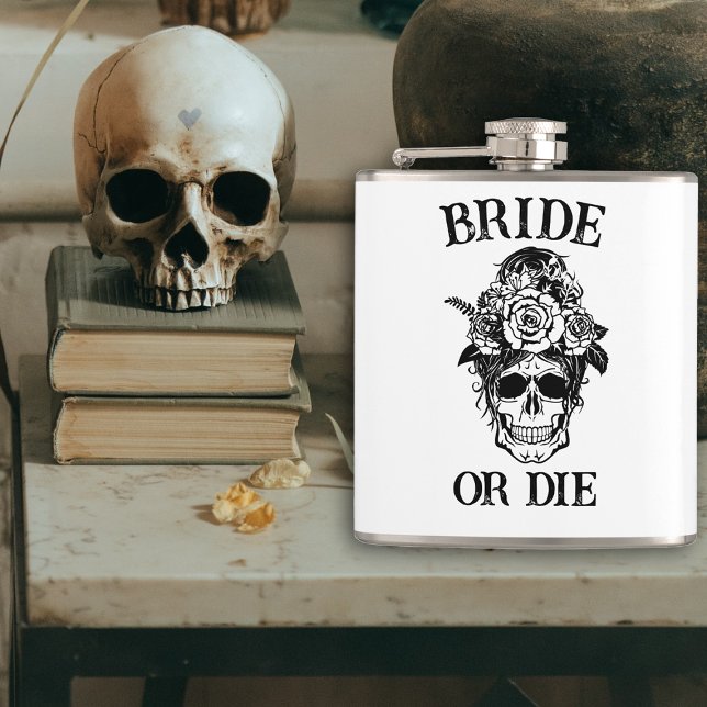 Bride or Die Gothic Bachelorette Party Customized Hip Flask (Creator Uploaded)