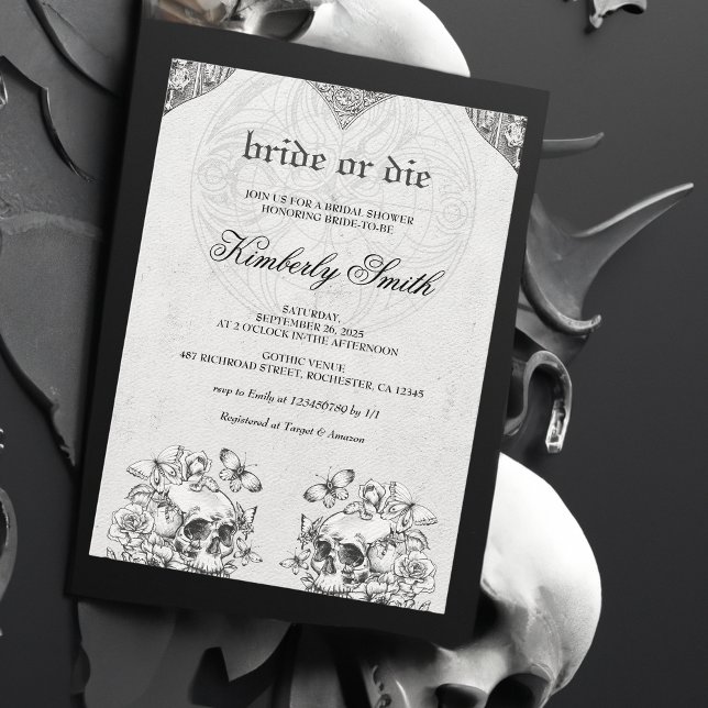 Bride or Die Gothic Bridal Shower Invitation (Creator Uploaded)