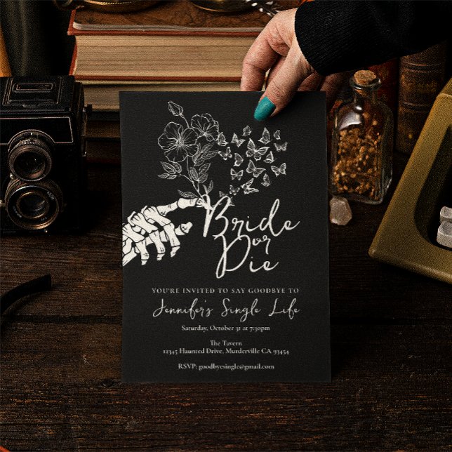 Bride or Die Gothic Floral Bachelorette Party Invitation (Creator Uploaded)