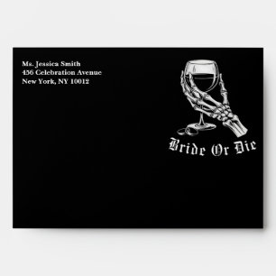 Bride Or Die Gothic Skeleton Black Bachelorette Envelope