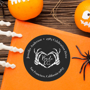 Bride or Die Gothic Skeleton Heart Return Address Classic Round Sticker