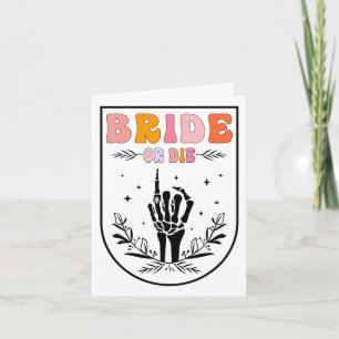 Bride Or Die Groovy Retro Halloween Bachelorette P Card
