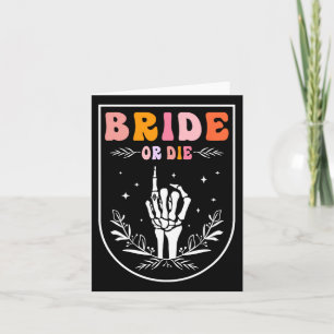 Bride Or Die Retro Groovy Halloween Bachelorette P Card