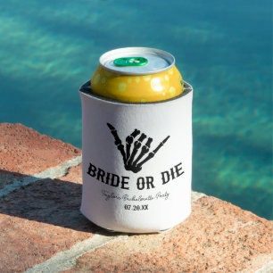 Bride or Die Rockstar Skeleton Bachelorette Party Can Cooler