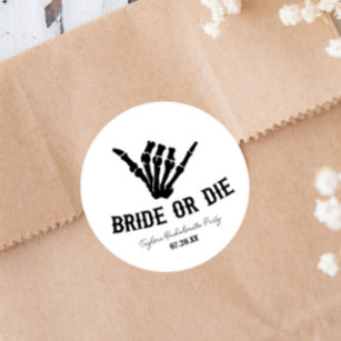 Bride or Die Rockstar Skeleton Bachelorette Party Classic Round Sticker