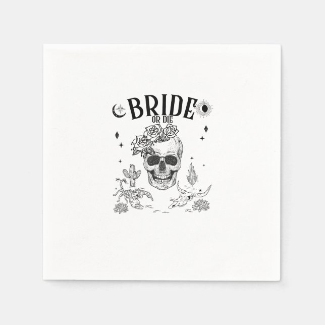 Bride Or Die Till Death Do Us Party Gothic Bachelo Napkin (Front)