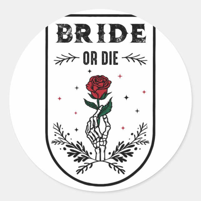 Bride Or Die Wedding Bachelorette Party Spooky Sea Classic Round Sticker (Front)